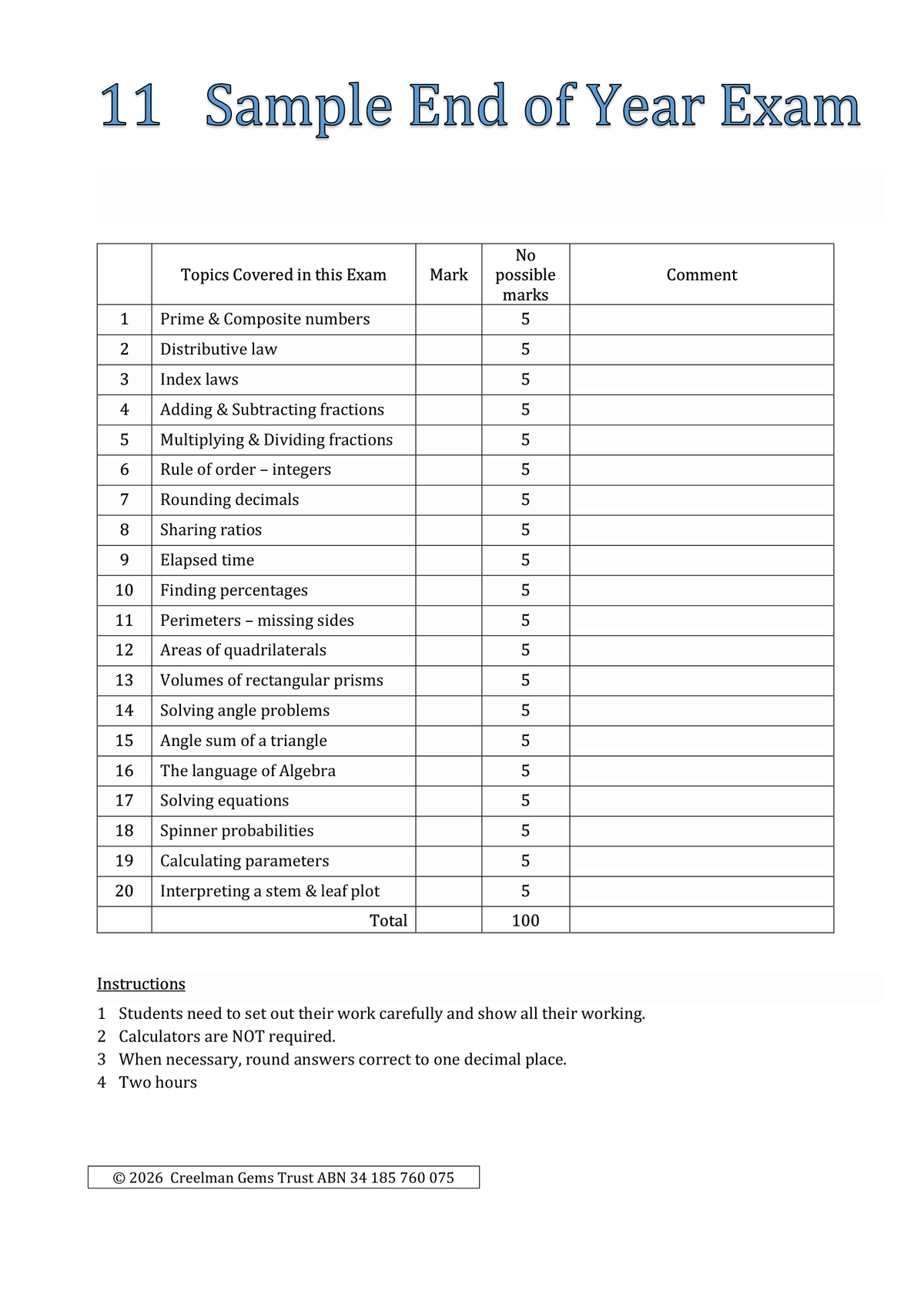 Year 7 - Downloadable