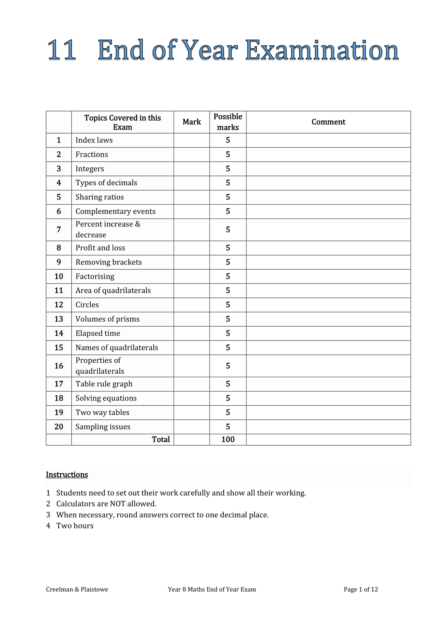Maths Book - Year 8