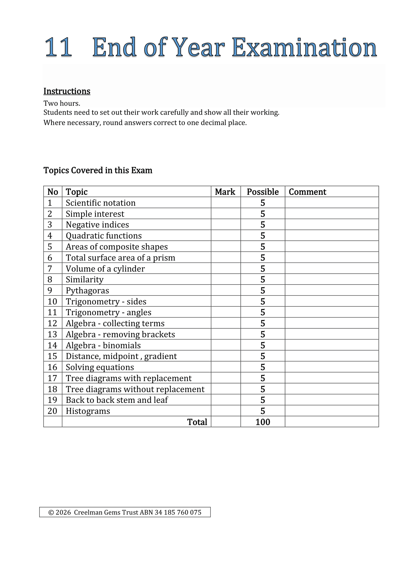 Maths Book - Year 9
